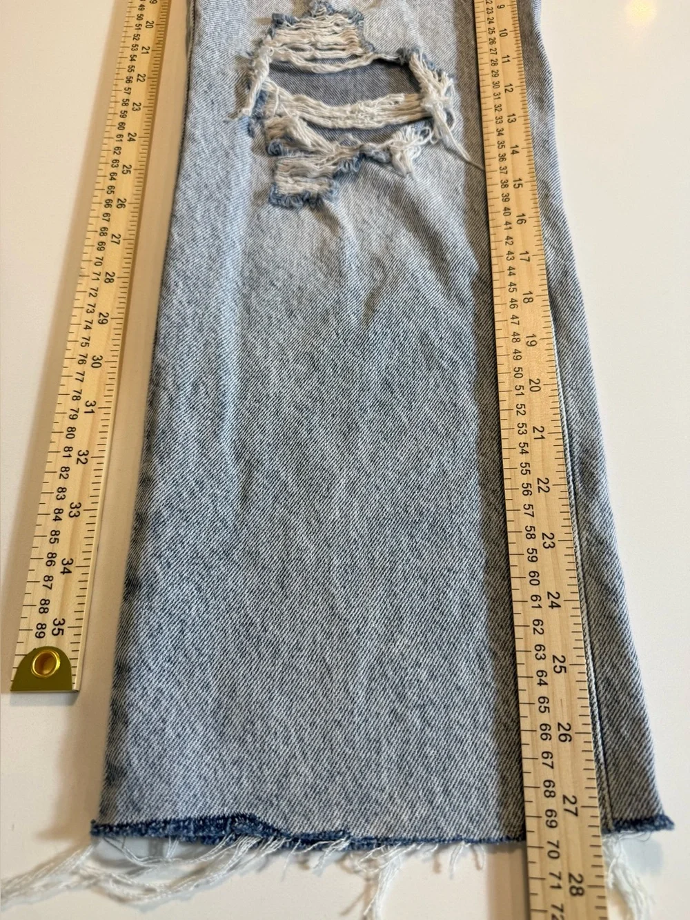 PacSun 90’s Boyfriend Distressed High Rise WideLeg Jeans Light Wash RawHem Sz26